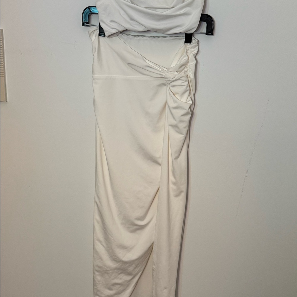 Elegant White Draped skirt set